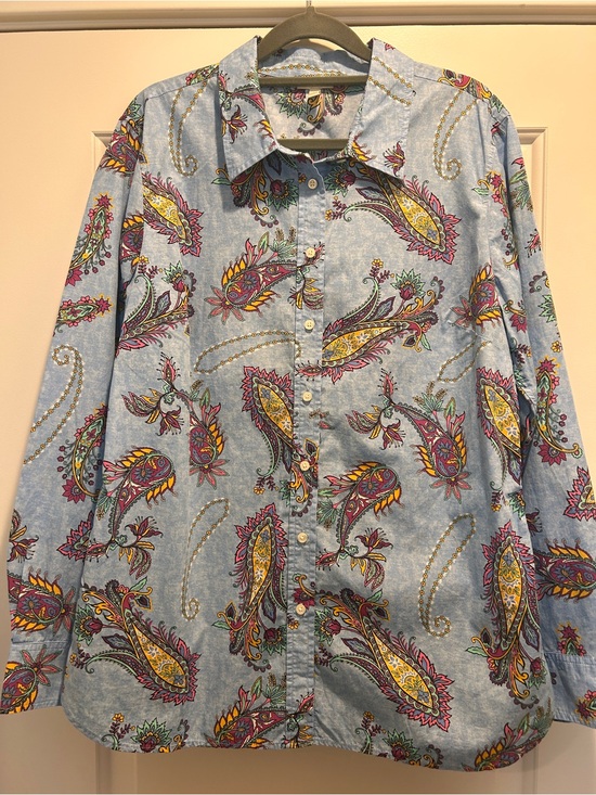 Talbots Tops - Talbots Blue Paisley Button-Down Shirt with Multicolor Accents